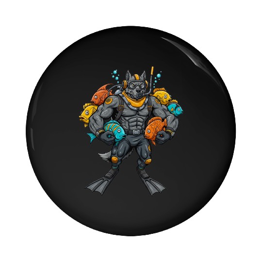 Wolf Diver Pin Buttons
