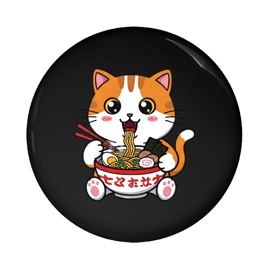 Kawaii Ramen Cat Pin Buttons