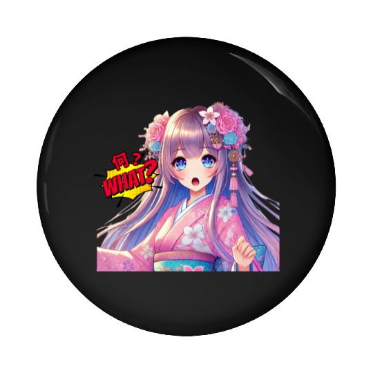 Kawaii Kimono Girl Pin Buttons