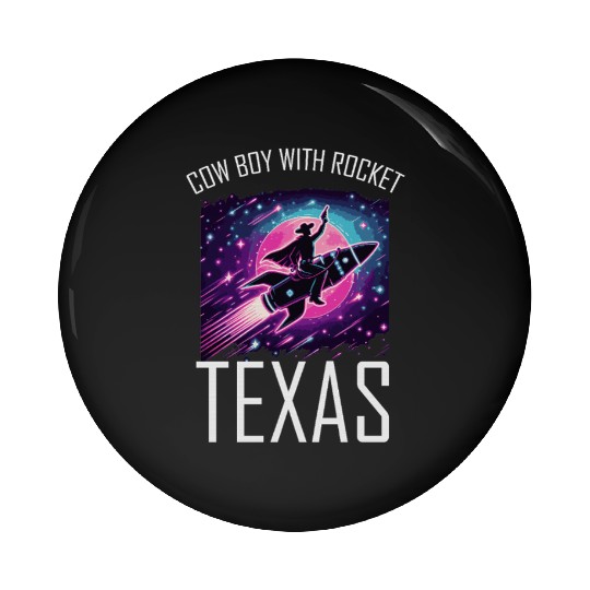 Cowboy with Rocket – Texas Space Adventure Pin Buttons