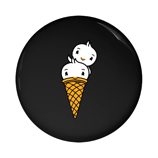 Two Birds Ice Cream Waffle Scoops Greeting Waving Pin Buttons