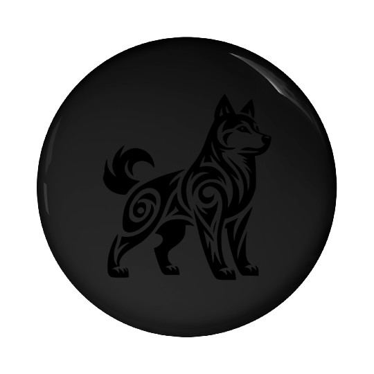Wolf With Tribal Pattern Mystic Husky Dog Pin Buttons