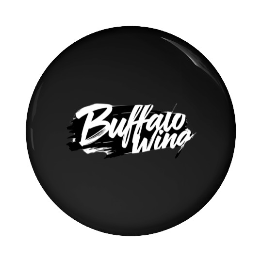 Buffalo wing text Design with Bold Brushstroke Pin Buttons