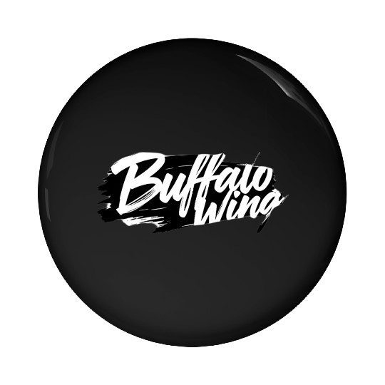 Buffalo wing text Design with Bold Brushstroke Pin Buttons
