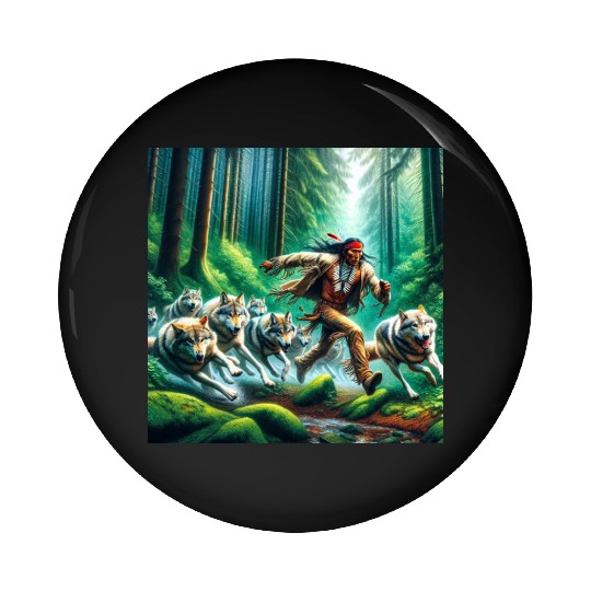 Native American Runner Pin Buttons