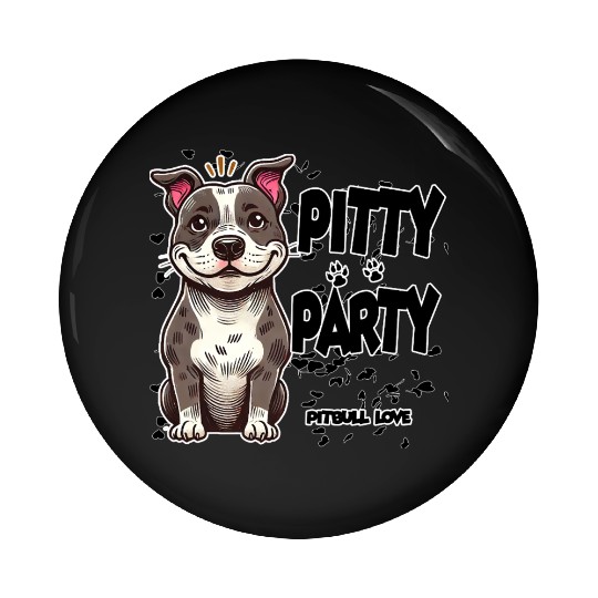 Pitbull Party Illustration for Fun Clothing Pin Buttons