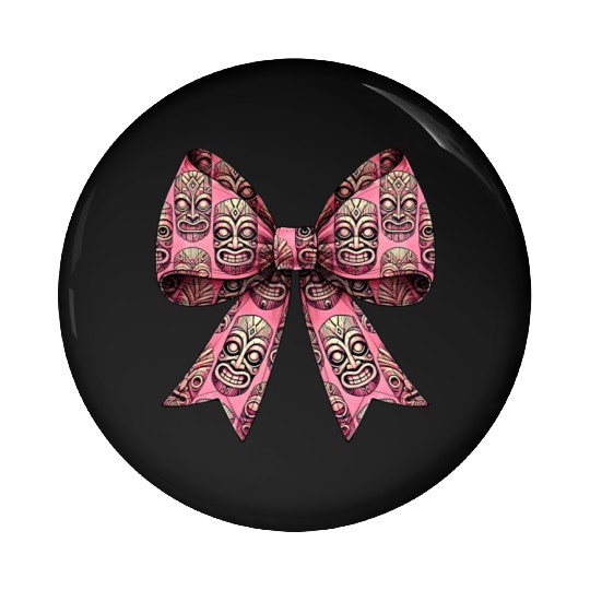 Coquette Bow Tiki Luau Hawaiian Hawaii Tiki Mask Pin Buttons