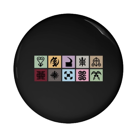 West African Adinkra Symbols Grid Pin Buttons