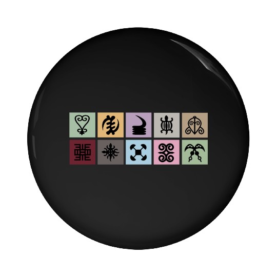 West African Adinkra Symbols Grid Pin Buttons