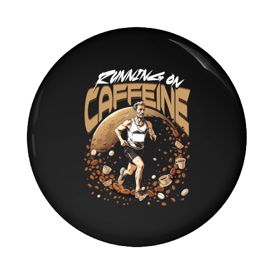 Marathon Marathoner Running On Caffeine Pin Buttons