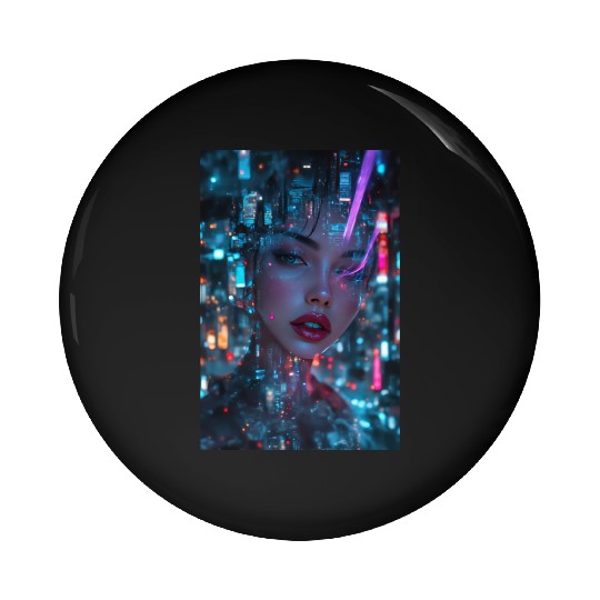 Neon Siren A Cyberpunk Reverie Pin Buttons