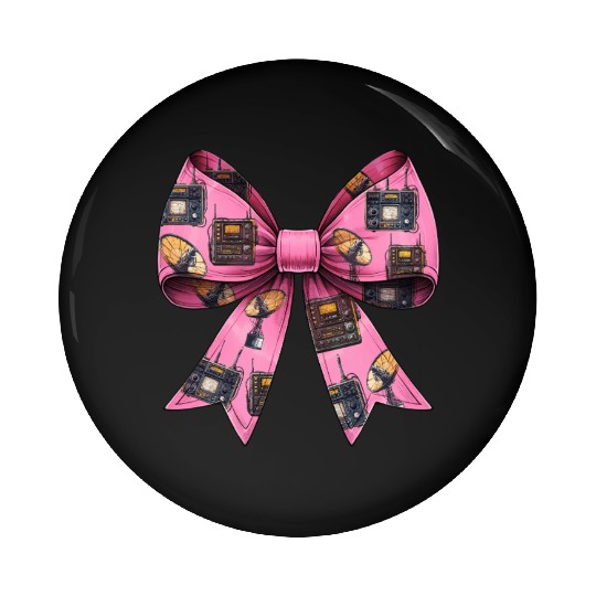 Coquette Bow Ham Radio Pattern Operator Pin Buttons