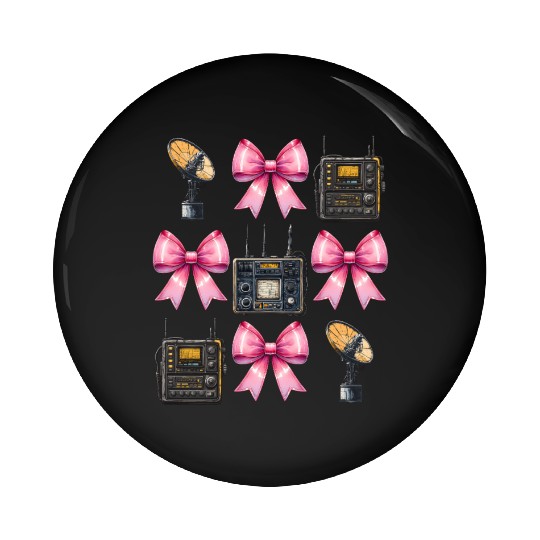 Coquette Bow Ham Radio Operator Amateur Radio Girl Pin Buttons