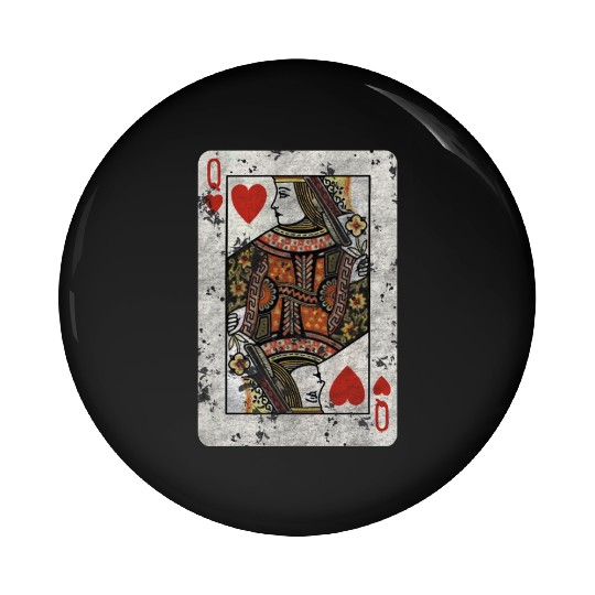 Queen of Hearts playing card Pin Buttons