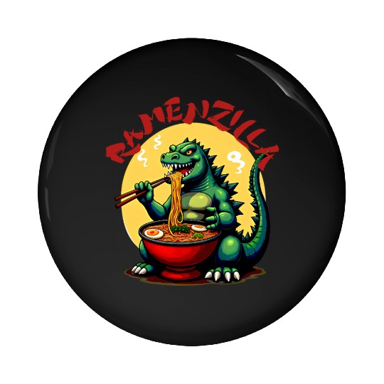 RamenZilla Ramen Noodle Loving Kaiju Monster Pin Buttons
