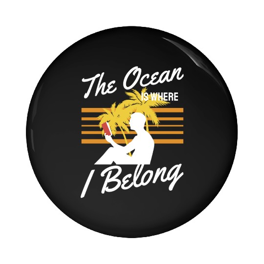 Ocean & Books where I Belong Pin Buttons