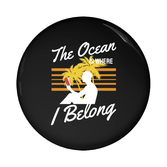 Ocean & Books where I Belong Pin Buttons
