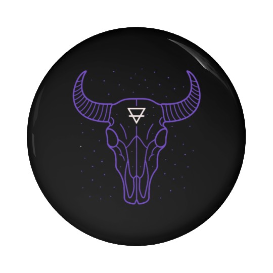 Earth Symbol Bull Skull | Mystic Minimal Art Pin Buttons