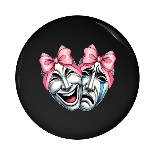 Coquette Bow Theatre Mask Drama Comedy Artist Girl Pin Buttons