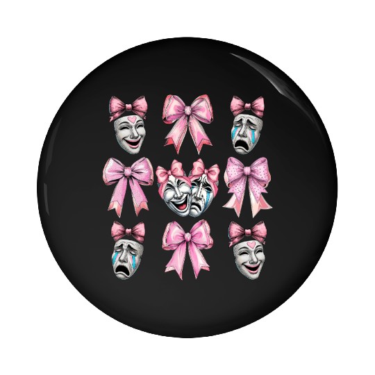 Coquette Bow Theatre Mask Drama Comedy Artist Girl Pin Buttons