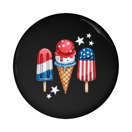 Patriotic Ice Cream and Popsicles with Stars Pin Buttons