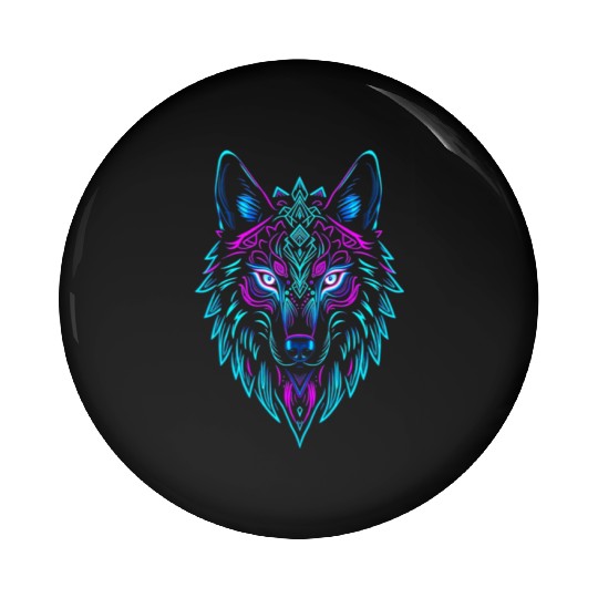 wolf face Pin Buttons