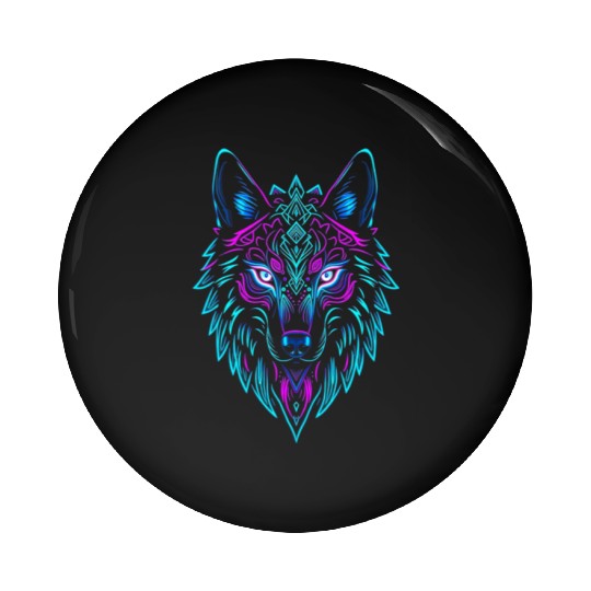 wolf face Pin Buttons