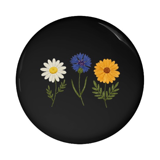 Wildflower Trio Daisy Cornflower Marigold Pin Buttons