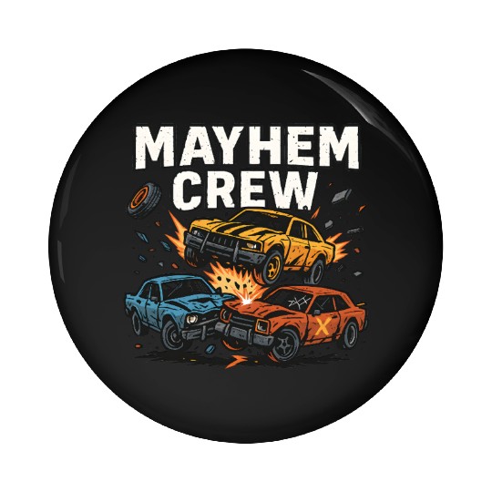 Mayhem crew derby Pin Buttons crash race design wreckfest