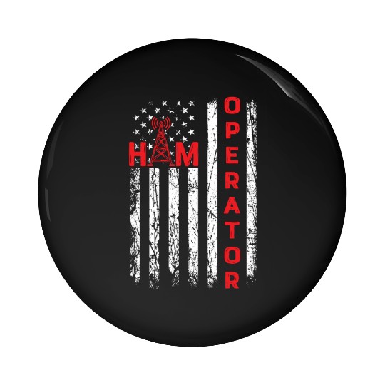 Ham radio usa flag for ham radio amateur operator Pin Buttons