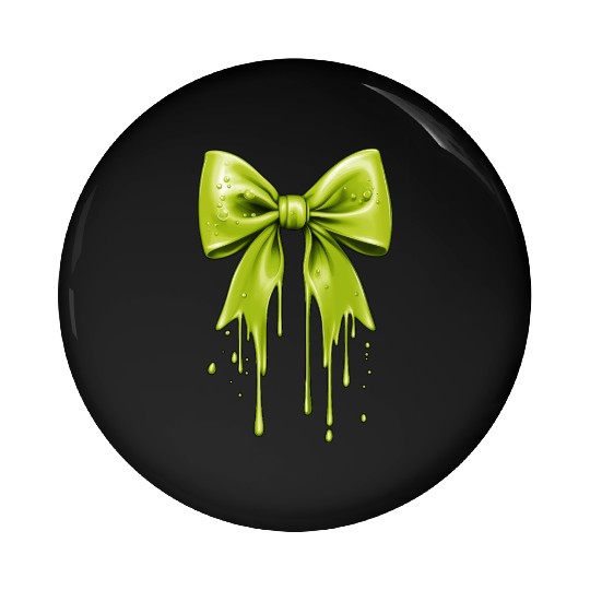 Coquette Bow Green Slime Dripping Pin Buttons