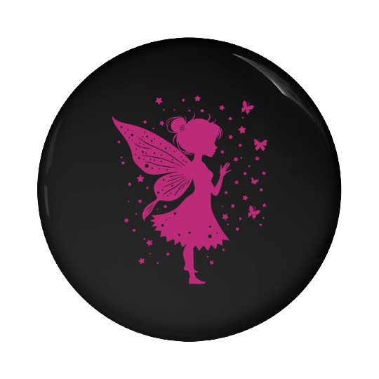 Enchanting Fairy with Flowers and Butterflies Pin Buttons