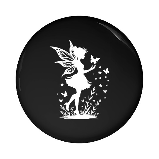 Enchanting Fairy with Flowers and Butterflies Pin Buttons
