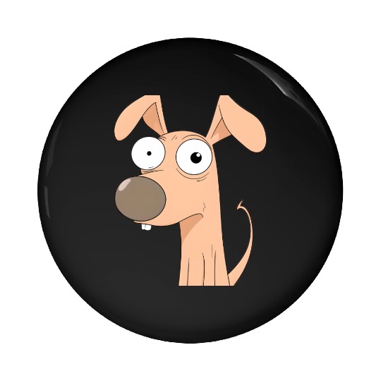 Goofy Cartoon Dog with Bulging Eyes Pin Buttons