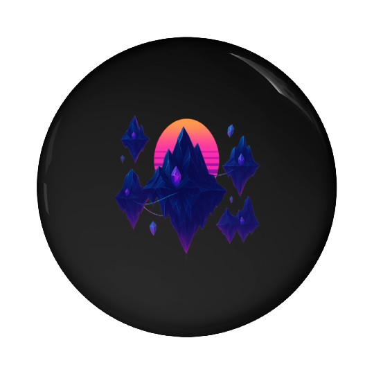 Crystal Skies – Neon Floating Islands Pin Buttons