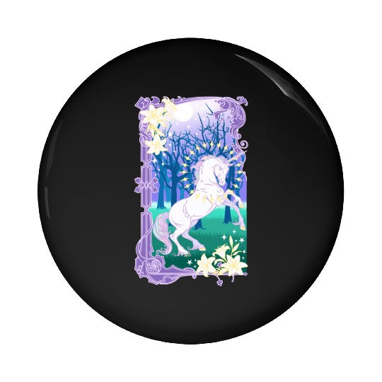 Unicorn fantasy lilac moon Pin Buttons