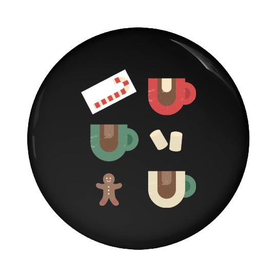Cute Retro Hot Cocoa Christmas Mug Design Pin Buttons