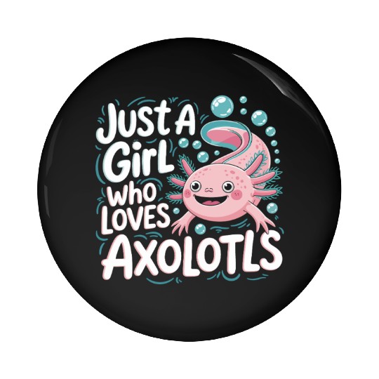 Whimsical Axolotl Love Design Pin Buttons