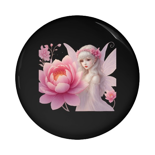 Flower Fairy Girl Ethereal Fantasy Art Design Pin Buttons