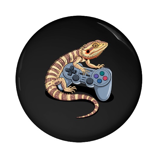 Video Gaming Gamer Pogona Reptile Bearded Dragon Pin Buttons