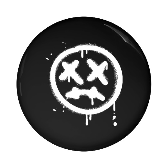 Sad Face Spray Paint Graffiti Pin Buttons