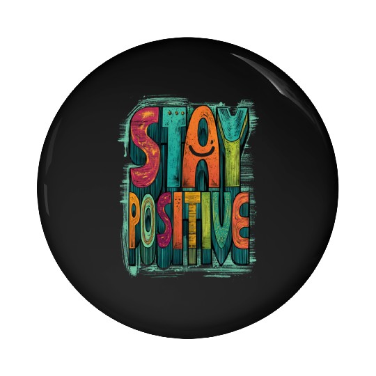 Stay Positive – Retro Color Block Text Pin Buttons