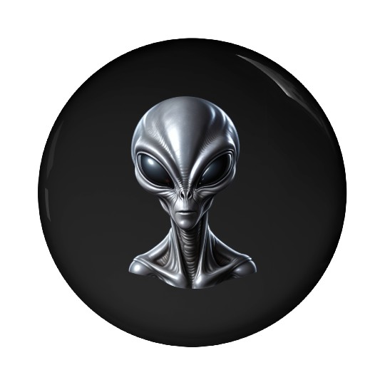 Realistic Grey Alien Extraterrestrial Pin Buttons