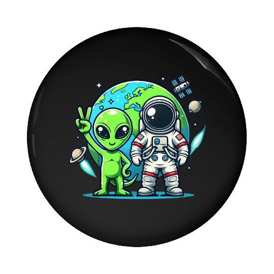 Alien Astronauts In Space Pin Buttons