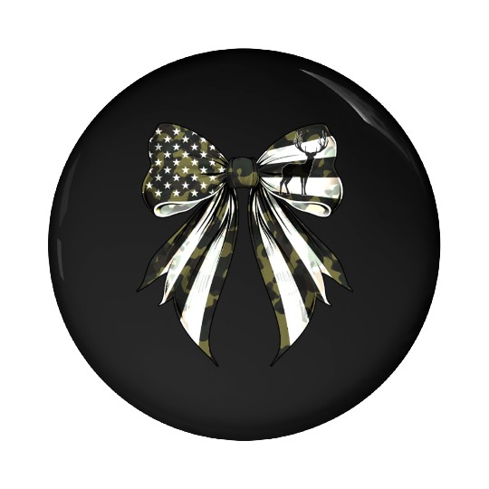 Coquette Bow Deer Hunting Camouflage US Flag Pride Pin Buttons