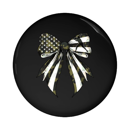 Coquette Bow Baseball Player Camouflage US Flag Pin Buttons