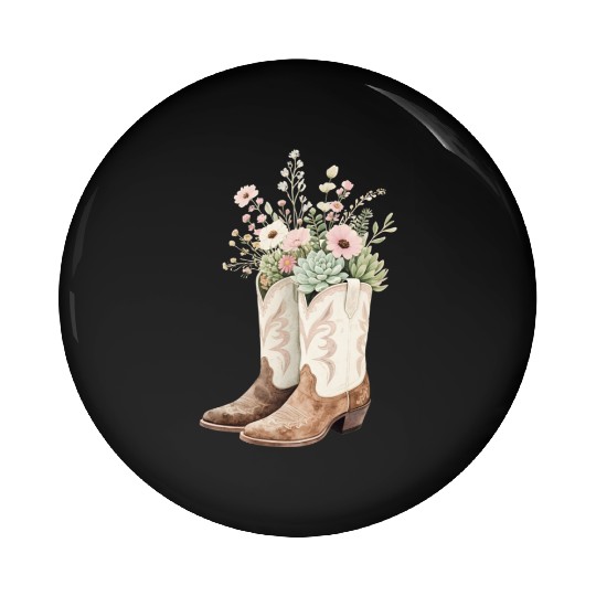Boho Bloom Boots: Wildflower Cowgirl Style Pin Buttons