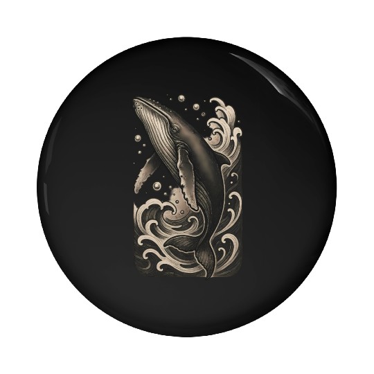 Artistic Whale Ocean Scene Vintage Mood Pin Buttons