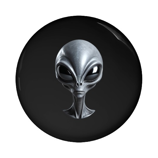 Real Small Grey Alien with Big Black Eyes Pin Buttons