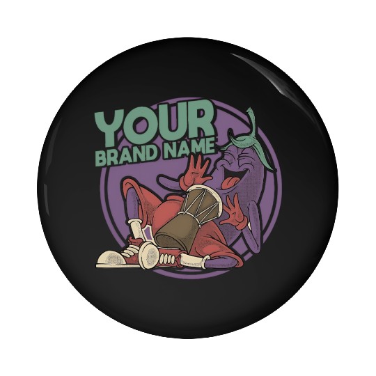 Funky Eggplant Drummer – Funny Cartoon Music T-Shi Pin Buttons